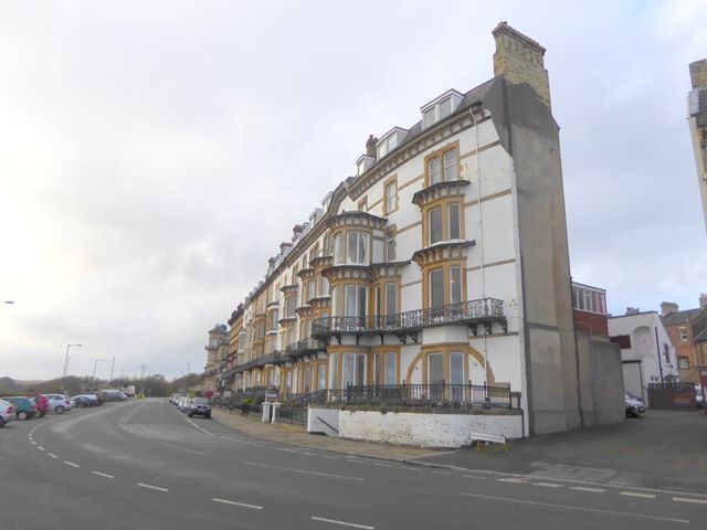 Tall terraced houses on Marine Parade, Saltburn, facing the sea