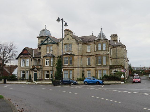 Large Victorian villas in buff stone on a Saltburn street
